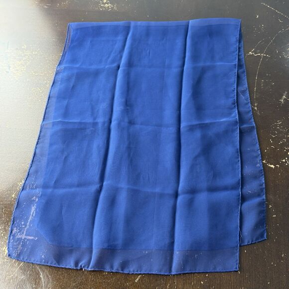 Vintage Womens Scarf Sheer Blue 42”x15” Rectangle - Picture 3 of 4